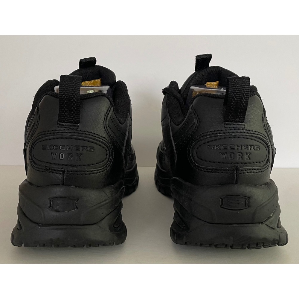 Skechers Work Mens Soft Slide Galley Slip Resistant Black Leather Shoes Career 8 - Picture 5 of 9